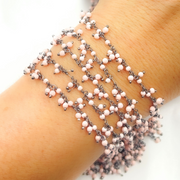 Pink Coral Cluster Dangle Oxidized Wire Chain